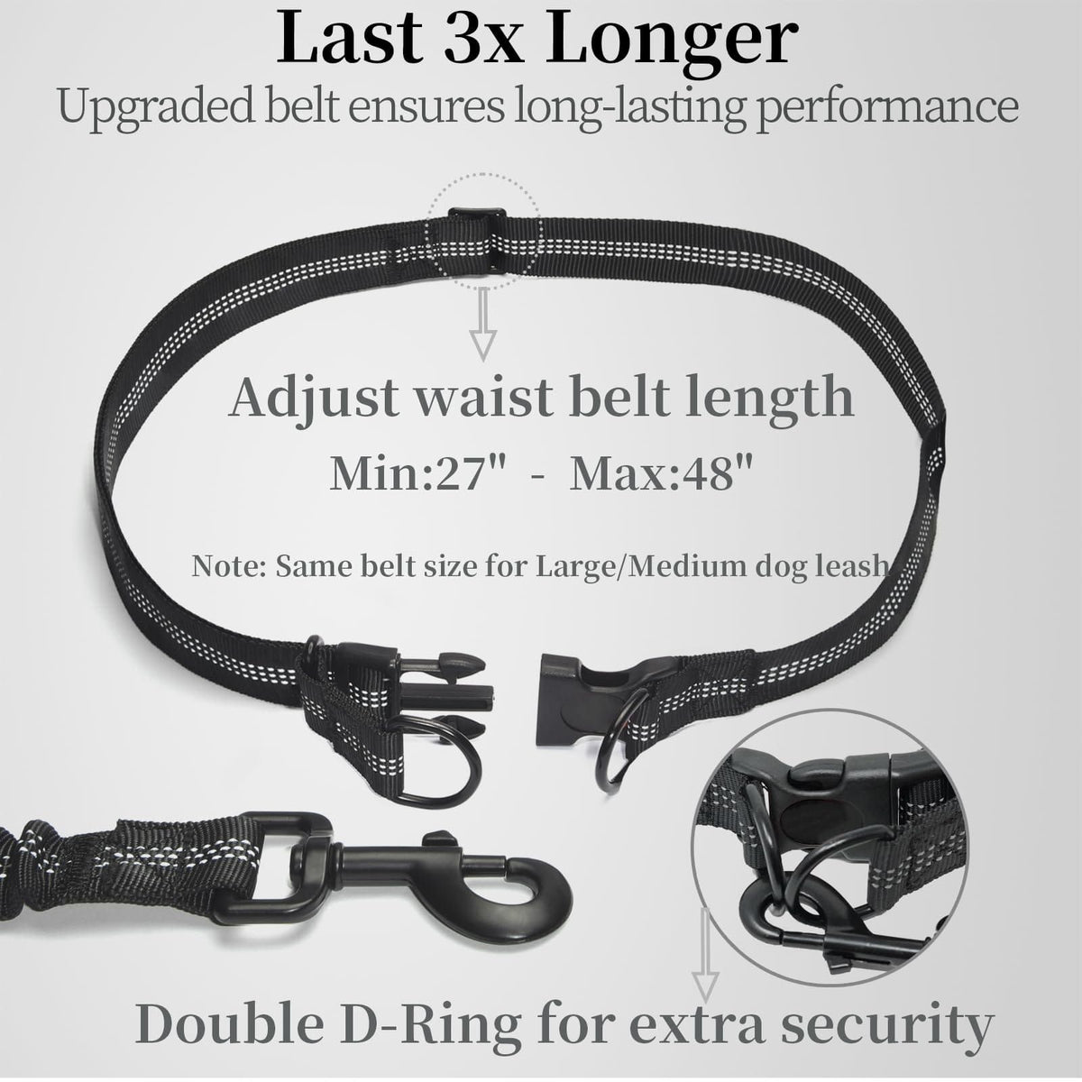 Hands-Free Dog Leash with Waist Belt and Storage Pouch, Shock-Absorbing Bungee Leash for Running, Walking, and Outdoor Adventures, Reflective Safety Design for Night Walks (Purple)