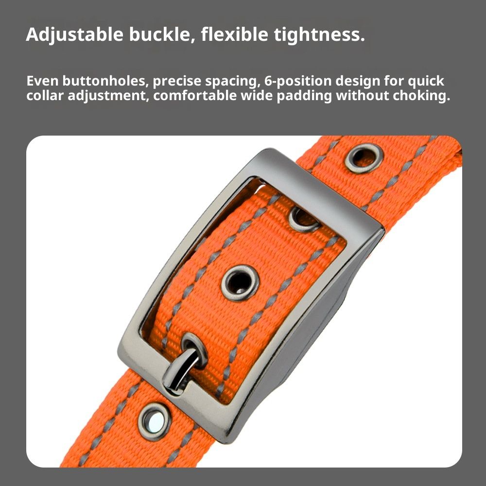 Pet  Dog Collar, Reflective, Adjustable Heavy Duty Dog Collar, Soft Padded and Comfortable, for Small Medium and Large Dogs (Orange, M)