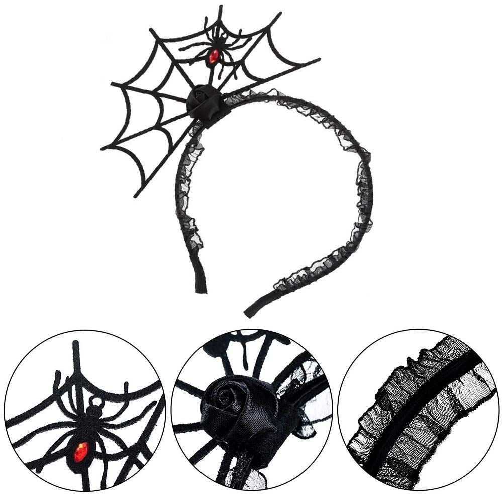 Halloween Spider Headband Spiderweb Hair Hoop Halloween Party Cosplay Masquerade Costume Accessory (Black)