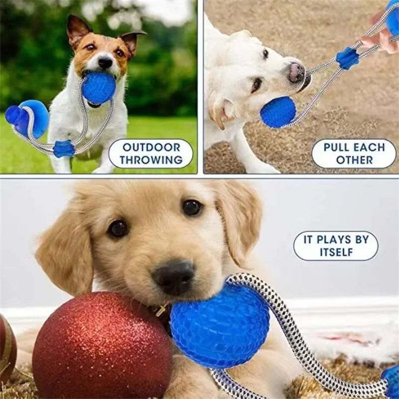 Multifunction Pet Molar Bite Toy Cleaning Teeth Safe Elasticity Soft for Dog Puppy Dog Rope Toys（blue）