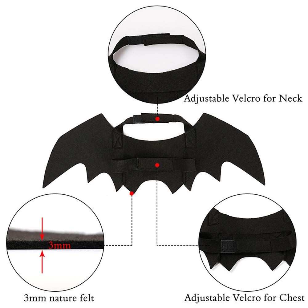 Pet Cat Bat Wings for Halloween Party Decoration, Puppy Collar Leads Cosplay Bat Costume,Cute Puppy Cat Dress M