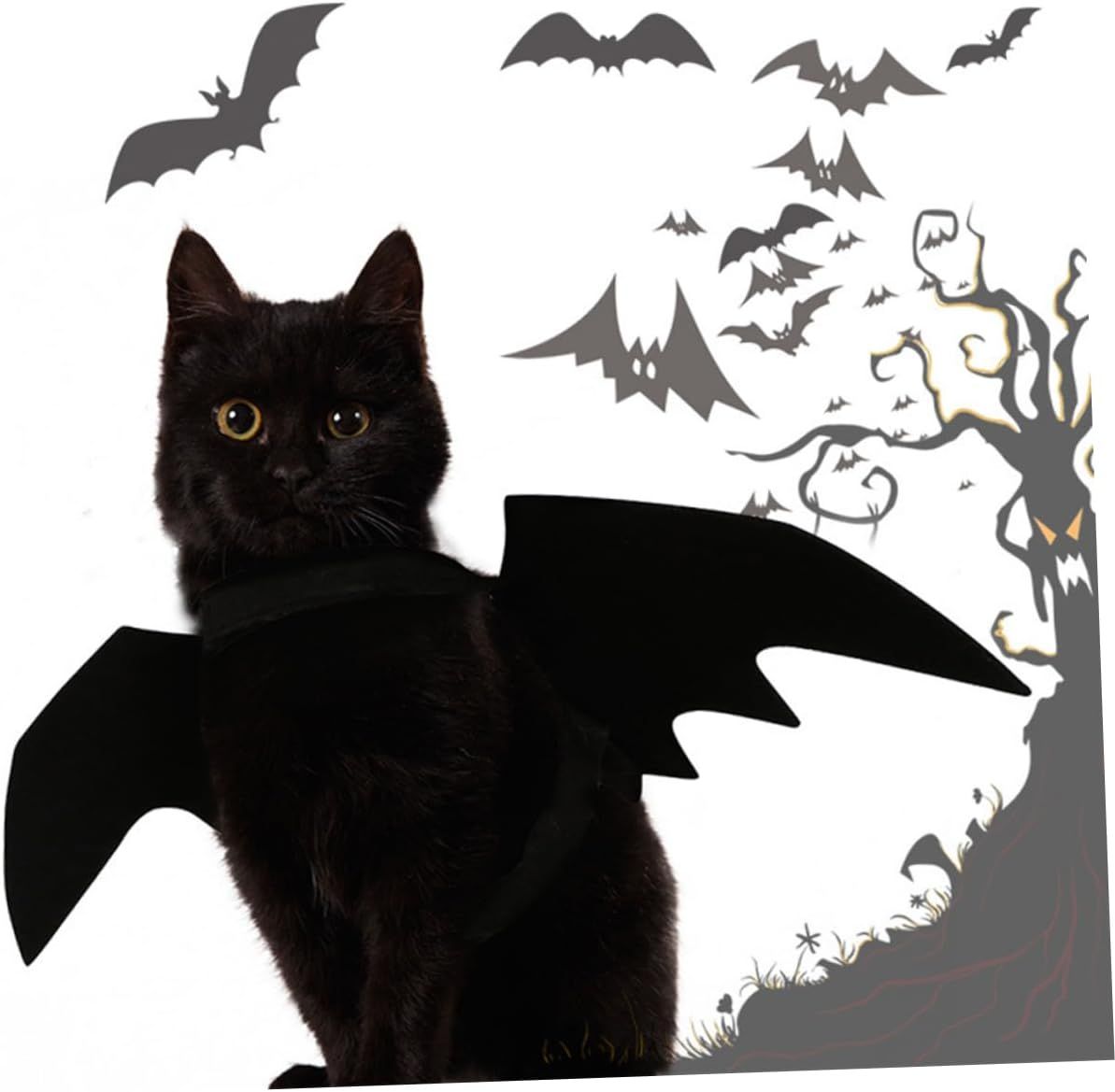 Pet Cat Bat Wings for Halloween Party Decoration, Puppy Collar Leads Cosplay Bat Costume,Cute Puppy Cat Dress M