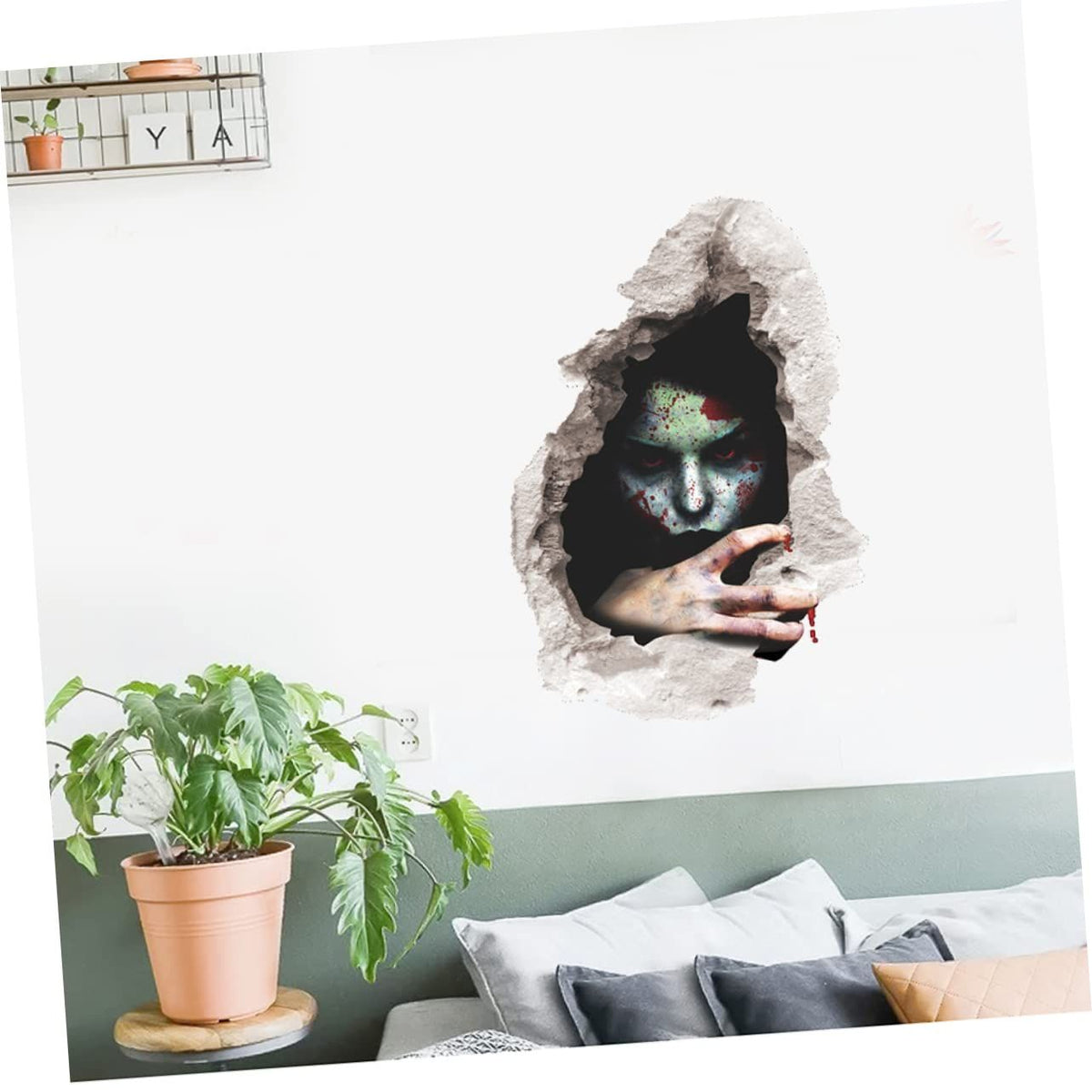Removable Stickers Windows Sticker Floor Trim Halloween Theme Wall Poster Scary Corpse Wall Decals Halloween Window Cling