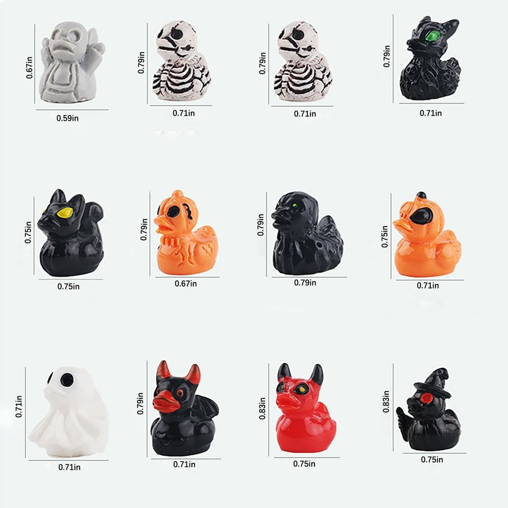 60Pcs Halloween Mini Resin Ducks, Miniature Resin Duck Figures Novelty Halloween Party Favors Gift Decoration (6 Style)