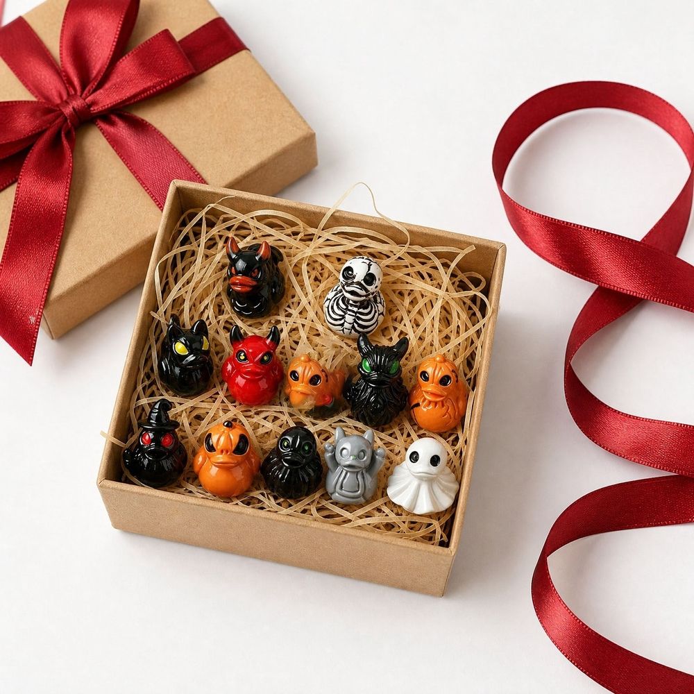 60Pcs Halloween Mini Resin Ducks, Miniature Resin Duck Figures Novelty Halloween Party Favors Gift Decoration (6 Style)