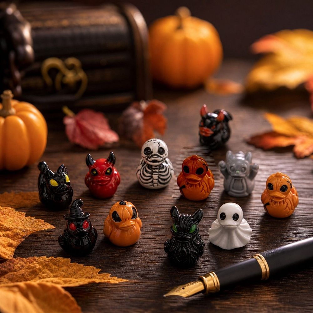 60Pcs Halloween Mini Resin Ducks, Miniature Resin Duck Figures Novelty Halloween Party Favors Gift Decoration (6 Style)