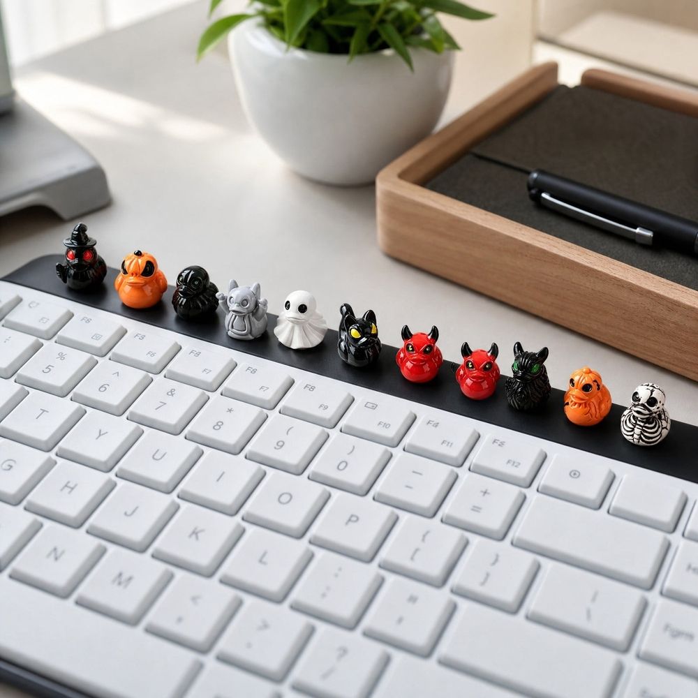 60Pcs Halloween Mini Resin Ducks, Miniature Resin Duck Figures Novelty Halloween Party Favors Gift Decoration (6 Style)