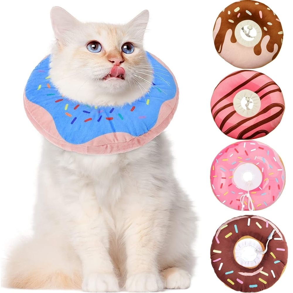 Adjustable Cat Cone Collar Soft, Donut Cat Recovery Collar, Cone for Cat After Surgery, Cat Neck Cone, Elizabethan Collar for Cat and Kitten