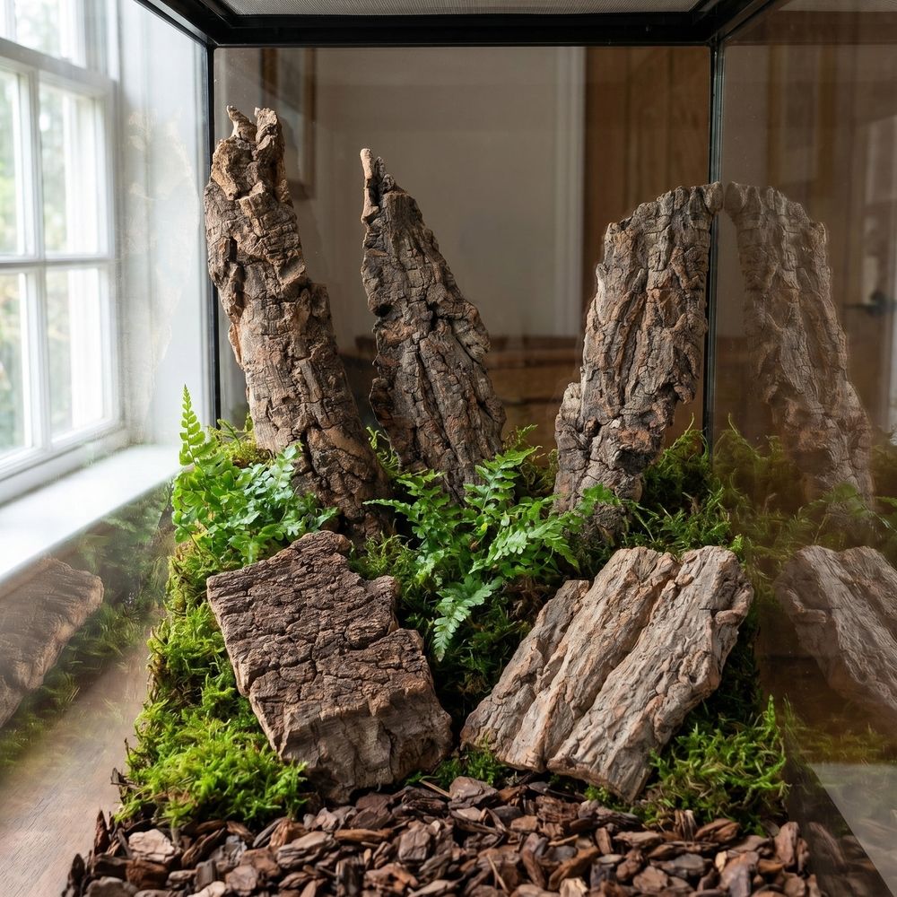 4-Pack Reptile Climbing Platforms Natural Tree Bark Terrarium Accessories for Habitat Decoration