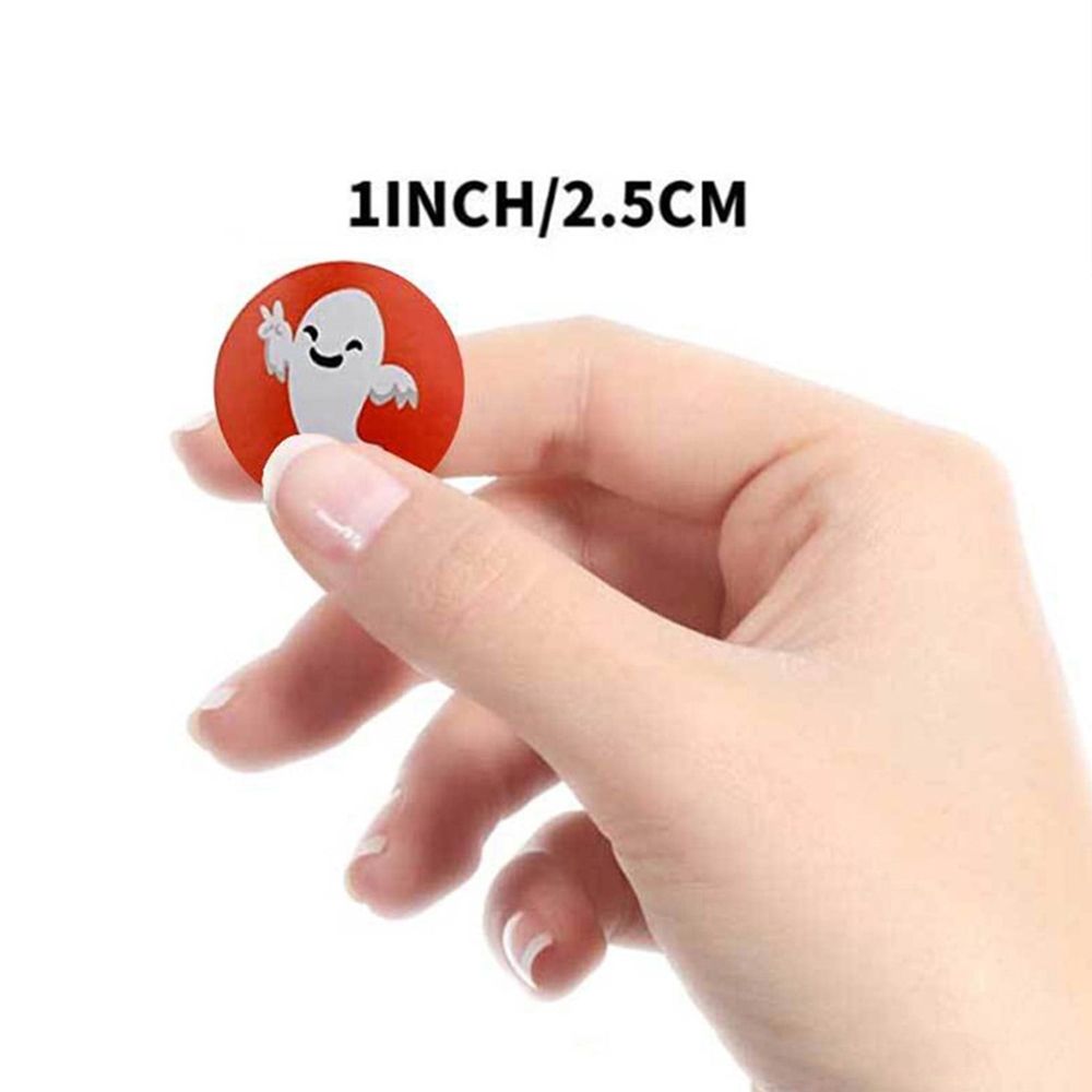 1 Roll 500 Stickers Cute Halloween Stickers for Kids, Self Adhesive Halloween Sticker Roll Labels with Pumpkin, Halloween Birthday Party Decorations Accessories