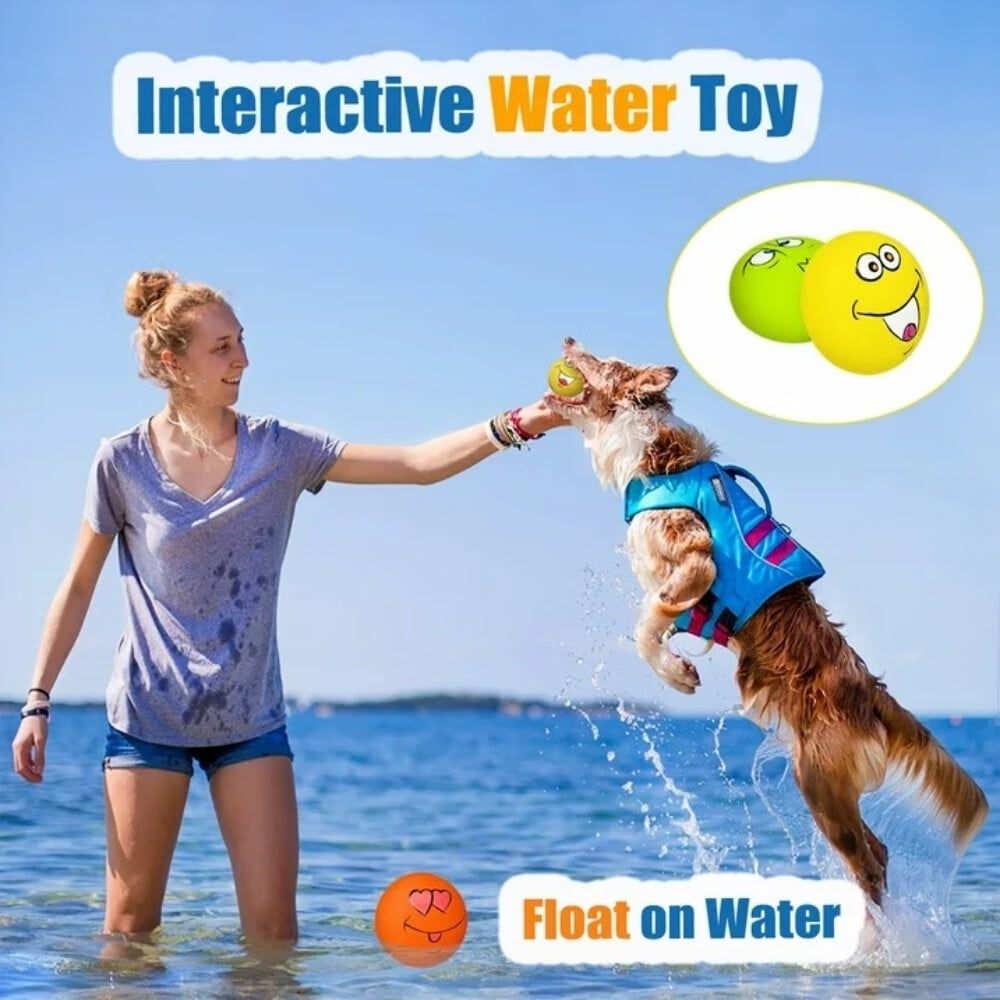 Squeaky Dog Toy for Small Dogs - Rubber Latex Squeaky Dog Ball,Smile Face Dog Squeaky Toys Flat 6pcs