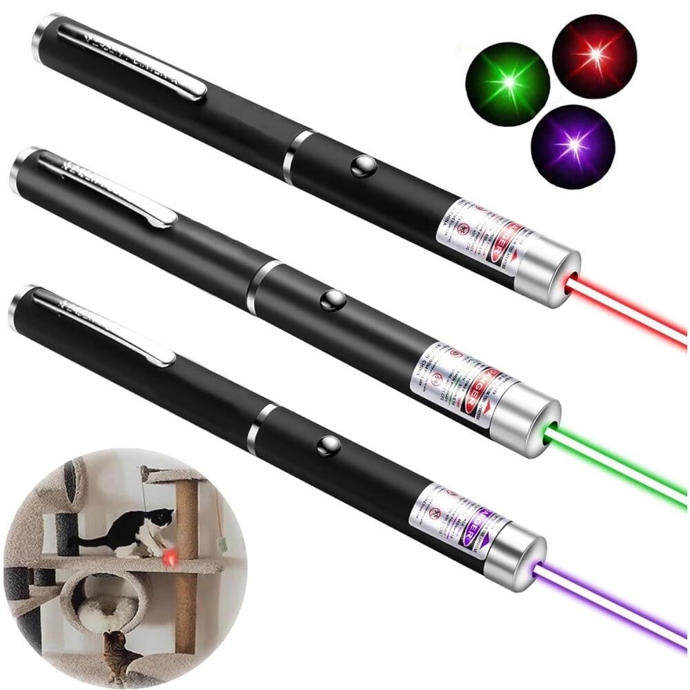 Red Green Violet Pointer for Cats (3 Pack),Pet Light Toys for Kittens and Dogs,Indoor Training and Chaser Toys for Cats.
