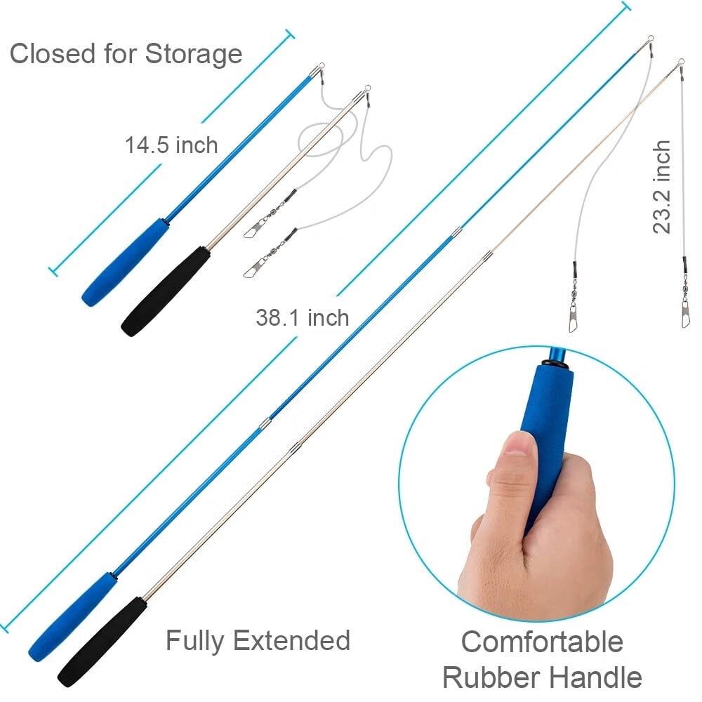 Cat Toys Feather Toy,2PCS Retractable Wand and 9PCS Replacement Teaser with Bell Refills,Interactive Catcher and Funny Exercise for Kitten.