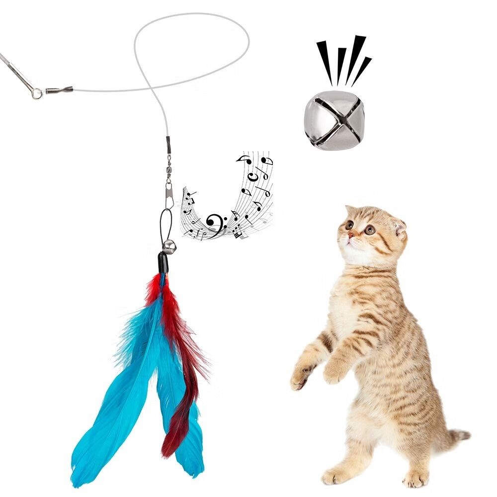 Cat Toys Feather Toy,2PCS Retractable Wand and 9PCS Replacement Teaser with Bell Refills,Interactive Catcher and Funny Exercise for Kitten.