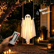 47' Hanging Swing Ghost Halloween Decorations Outdoor, Ready-to-Hang Ghost, Remote Waterproof Lights, Ideal for Porches, Trees, Uards & Entryways