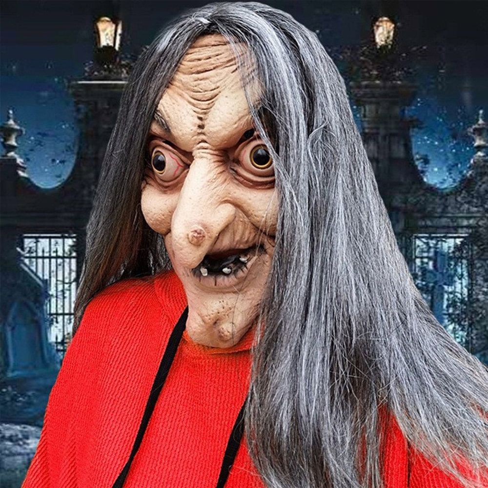 New Scary Halloween Mask, Old Witch Latex Mask for Halloween, Spooky Halloween Decor for Haunted House, Halloween Party and Home Display