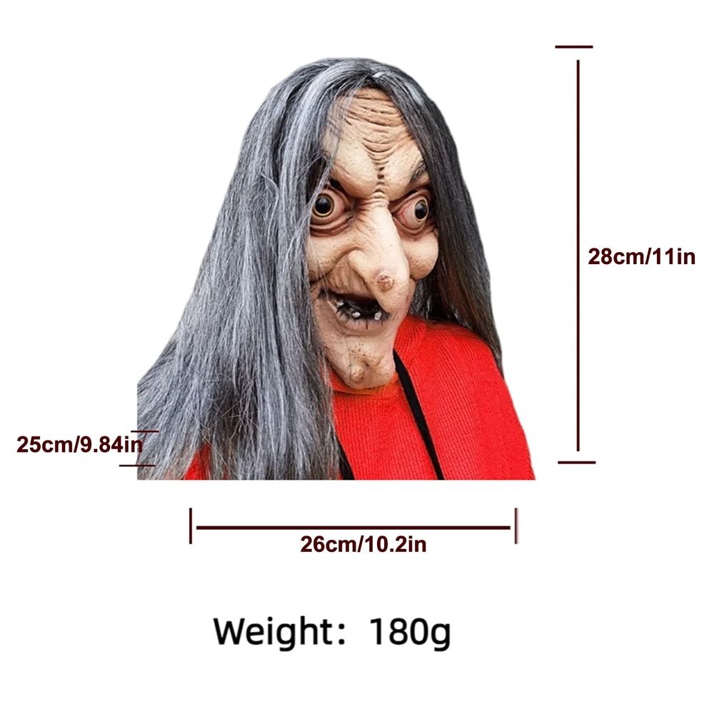 New Scary Halloween Mask, Old Witch Latex Mask for Halloween, Spooky Halloween Decor for Haunted House, Halloween Party and Home Display
