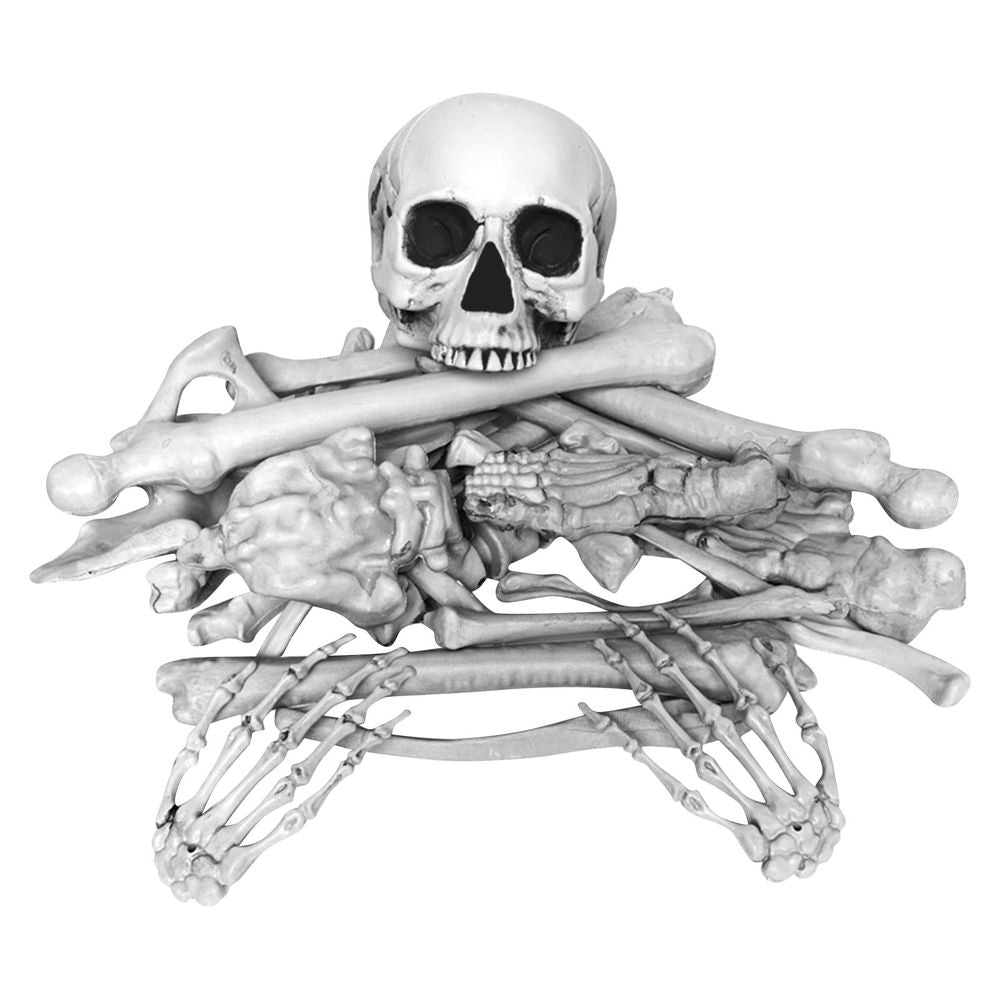 Bag of Skeleton Bones Halloween Decorations, Realistic Skull and Bones Set, Groundbreaker Skeleton Parts for Yard Lawn Graveyard Indoor Outdoor