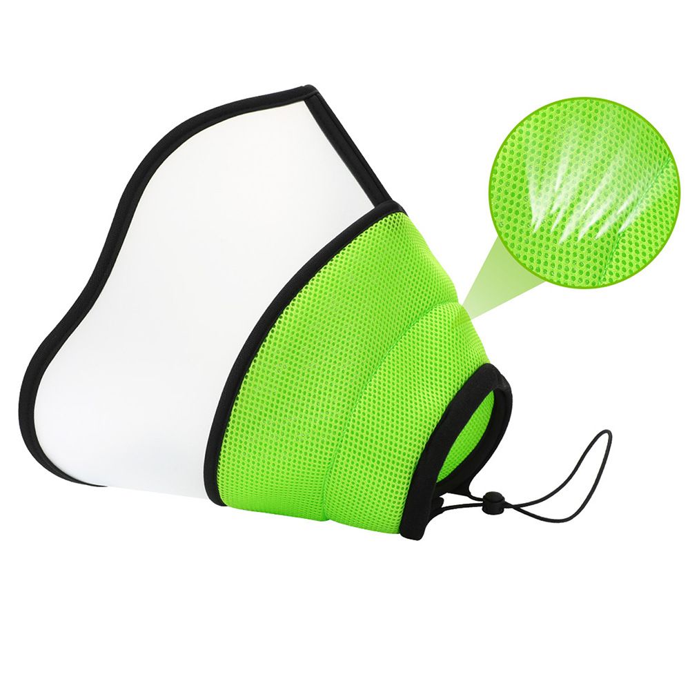 Recovery Cone Collar Breathable Post-Surgery Pet Dog Adjustable Fastener Tape Soft Fabric  Wounds Fluorescent Green L