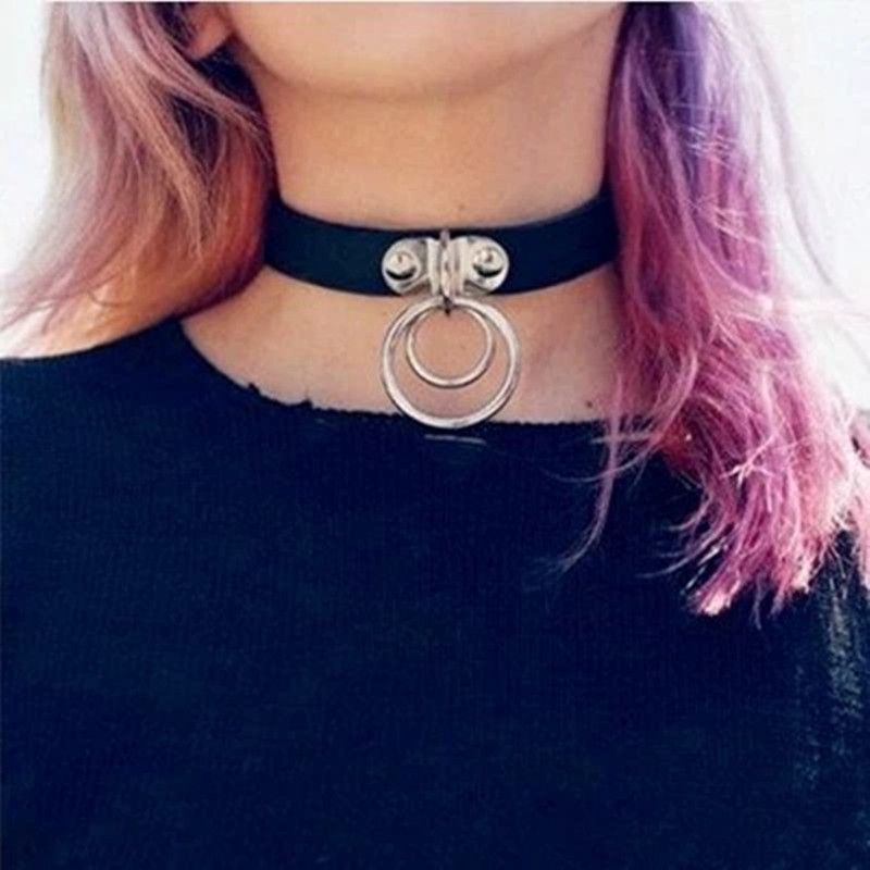 Vintage Punk Goth Studded Rivet Pu Leather Collar Choker Necklace with Spikes Adjustable Halloween Chirstmas New Year Jewelry Gif