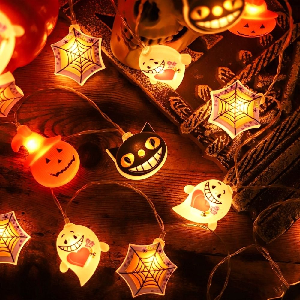 LED Halloween String Lights, Pumpkin Ghost Spider Decor, 118.11in PVC Waterproof, Energy Efficient, Indoor Outdoor Use, for Halloween Party Decorations