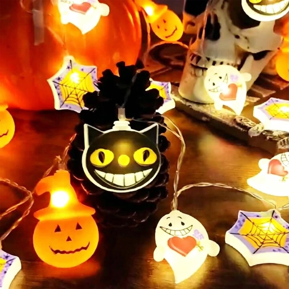 LED Halloween String Lights, Pumpkin Ghost Spider Decor, 118.11in PVC Waterproof, Energy Efficient, Indoor Outdoor Use, for Halloween Party Decorations