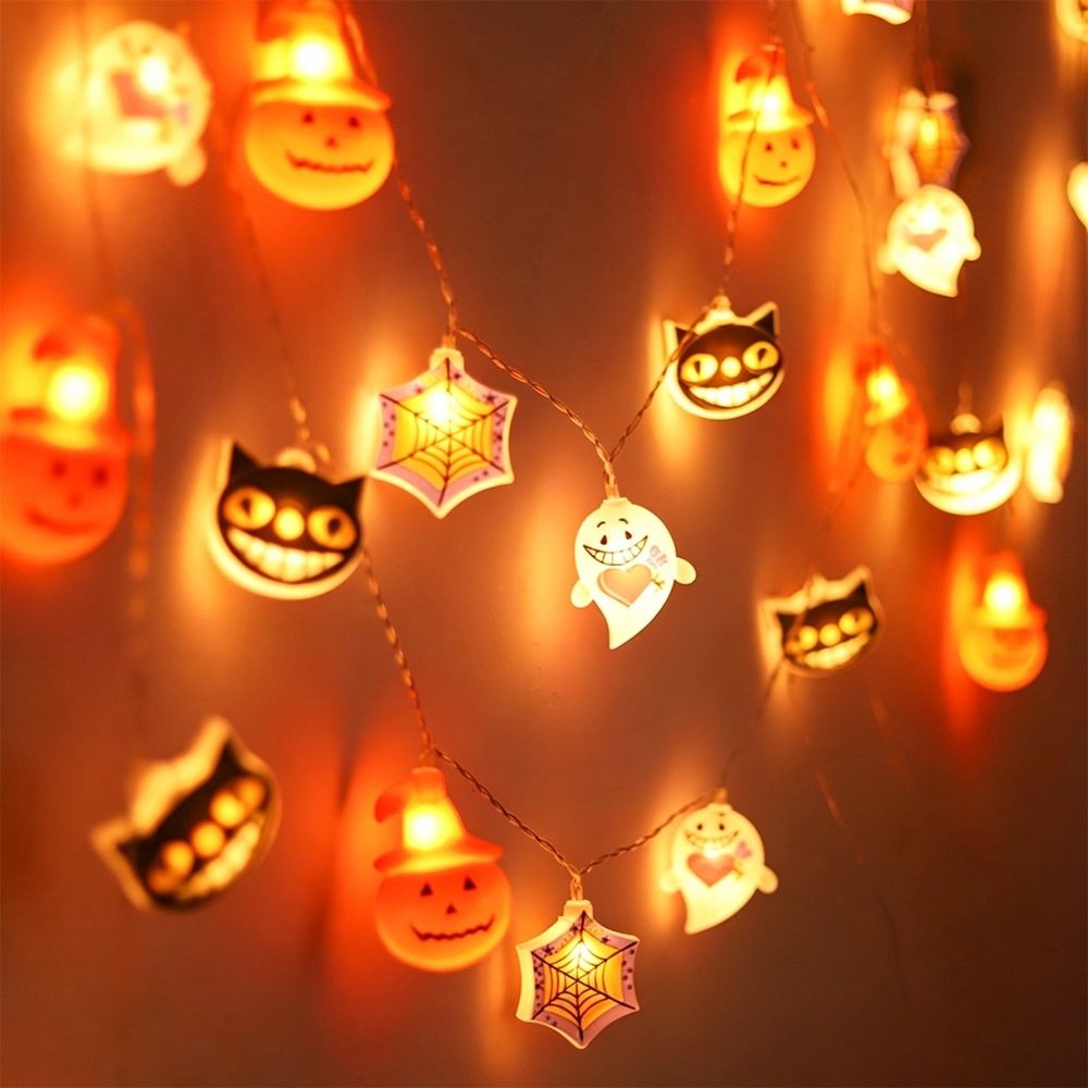 LED Halloween String Lights, Pumpkin Ghost Spider Decor, 118.11in PVC Waterproof, Energy Efficient, Indoor Outdoor Use, for Halloween Party Decorations