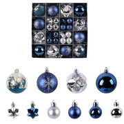 Blue Silver Christmas Ball Ornaments 44 Count, Bulk Glitter Hanging Decor Set For Tree Garland And Holiday Party