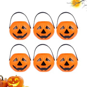 Halloween Pumpkin Bucket Plastic Candy Pail with Handle Lantern Design Portable Trick or Treat Candy Holder for Halloween Pumpkin Basket Halloween Decorations,6Pcs