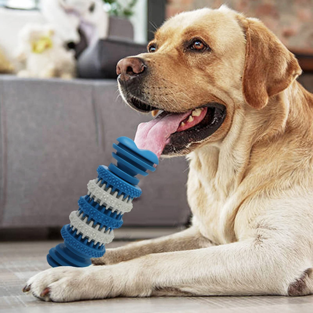 2 pcs Chew Toy for Medium & Large Dogs Natural Rubber Bone Non-Toxic Bite Resistant for Medium and Large Dog Labrador