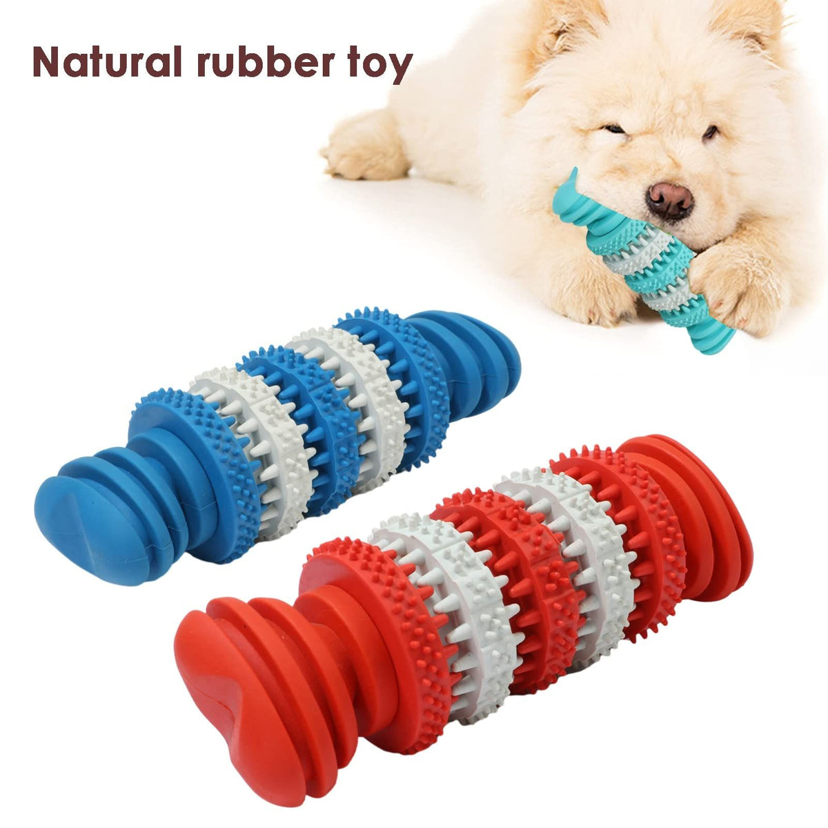 2 pcs Chew Toy for Medium & Large Dogs Natural Rubber Bone Non-Toxic Bite Resistant for Medium and Large Dog Labrador