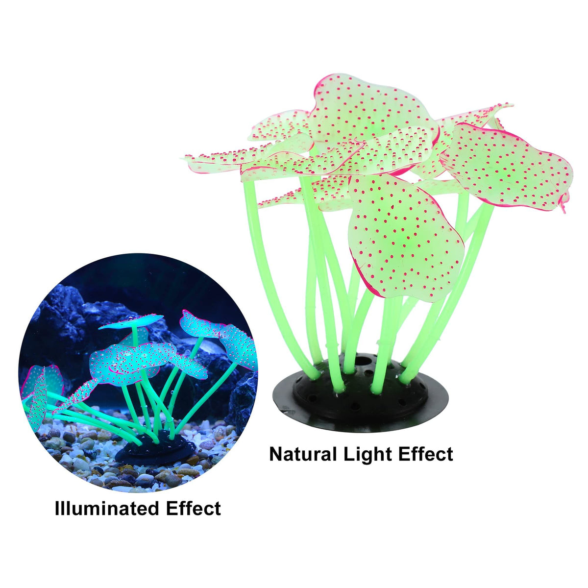 Soft Silicone Glowing Aquarium Mushroom Coral, Fluorescence Aquatic Artificial Coral for Fish Tank Decoration, Green