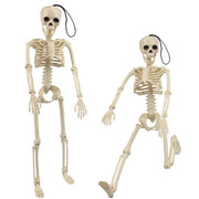 16" Halloween Skeleton 2pcs Full Body Posable Halloween Skeletons with Movable Joints Realistic Spooky Skeletons for Haunted House