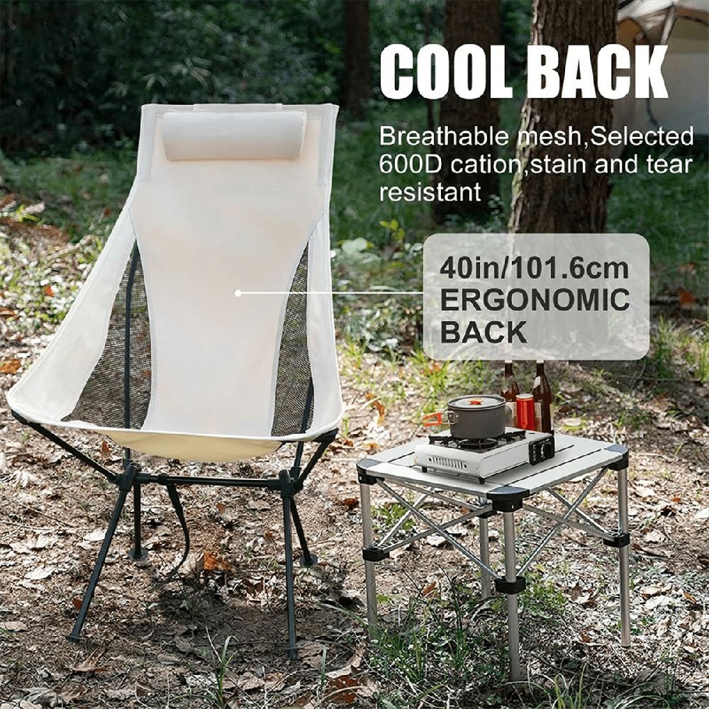 Portable Folding Recliner Outdoor Moon Chair with Pillow Outdoor Fishing Chair Moon Chair Recliner Outdoor Folding Chair,1 x Camping Chair,As Shown