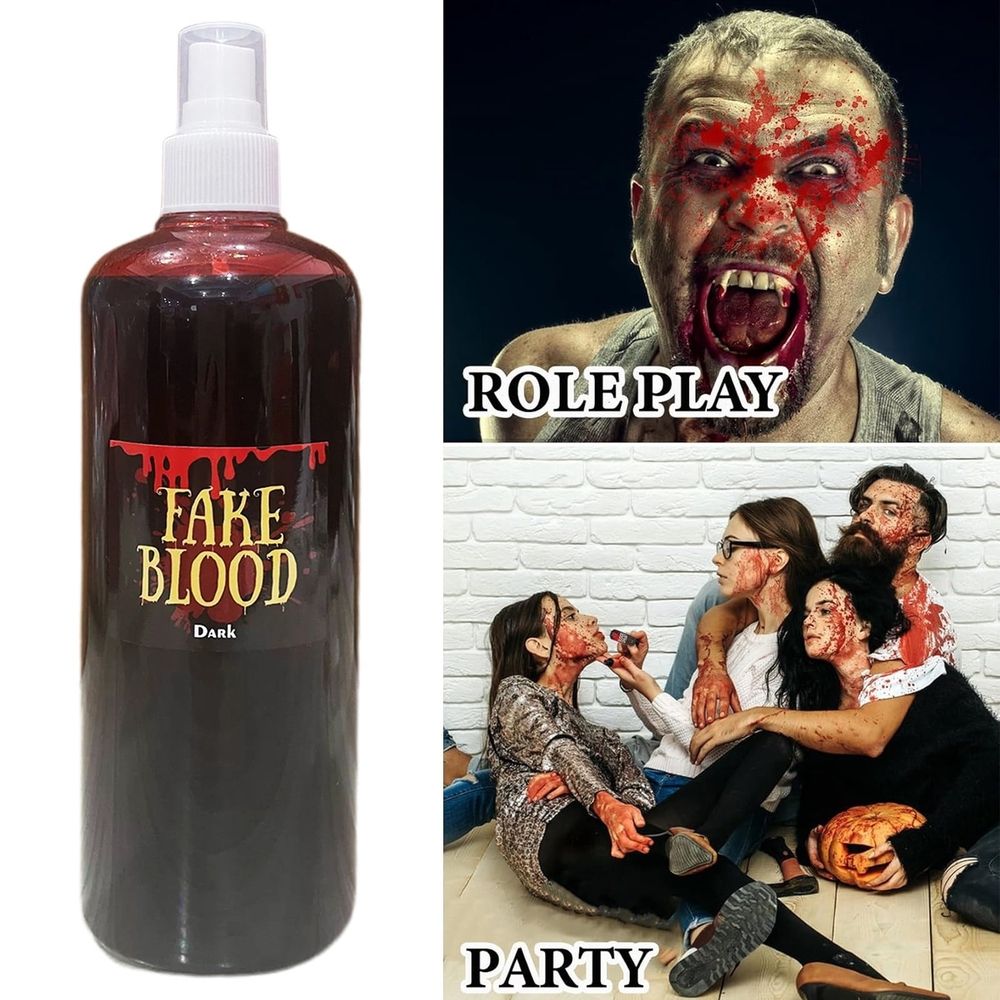 Halloween Fake Blood Kit, Fake Blood Spray Blood, Realistic Washable Fake Blood Makeup for Zombie Vampire Monster Cosplay & Dress Up