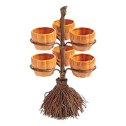 Halloween Pumpkin Snack Bowl Stand with Ceramic Bowls for Candy, Desserts, Dips, and Party Decorations - Stable & Fun Halloween Serving Tray