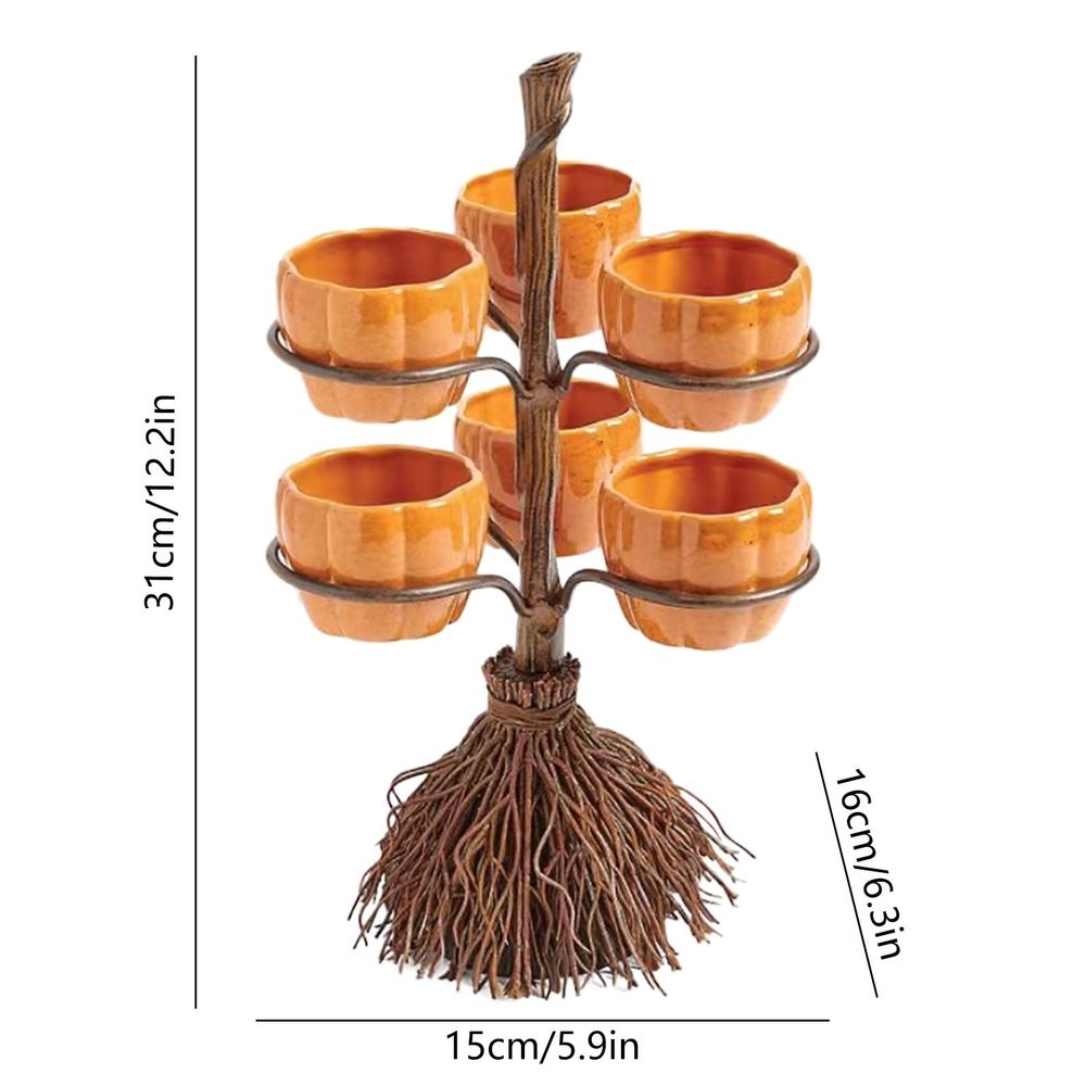 Halloween Pumpkin Snack Bowl Stand with Ceramic Bowls for Candy, Desserts, Dips, and Party Decorations - Stable & Fun Halloween Serving Tray