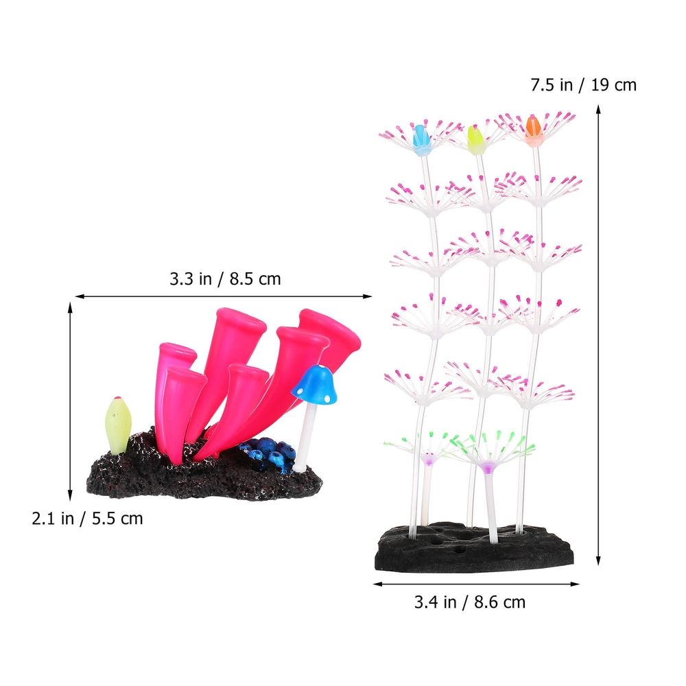 Glow in The Dark Coral Decorations, Multi Silicone Fish Tank Accessories, Safe for Freshwater