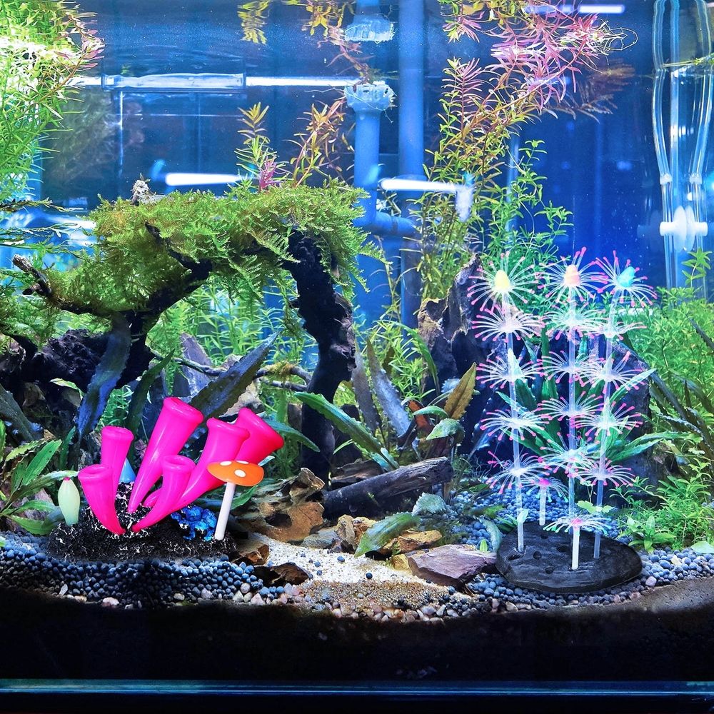 Glow in The Dark Coral Decorations, Multi Silicone Fish Tank Accessories, Safe for Freshwater