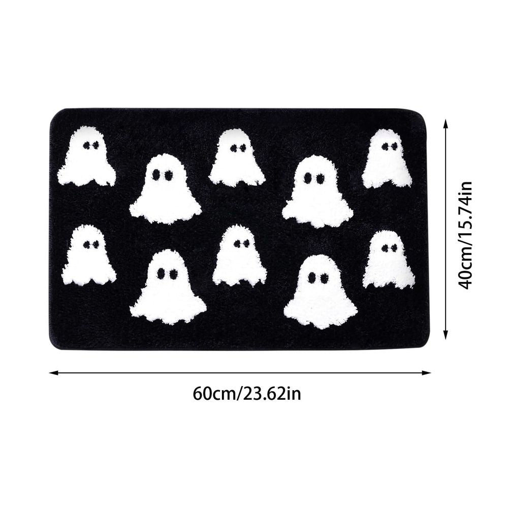 Halloween Bath Rugs, Cute White Ghost Bath Mat, Halloween Floor Mats and Rugs, Non-Slip Soft Absorbent Fall Bathroom Shower Floor Mat, Machine Washable, 23.6'x15.7'