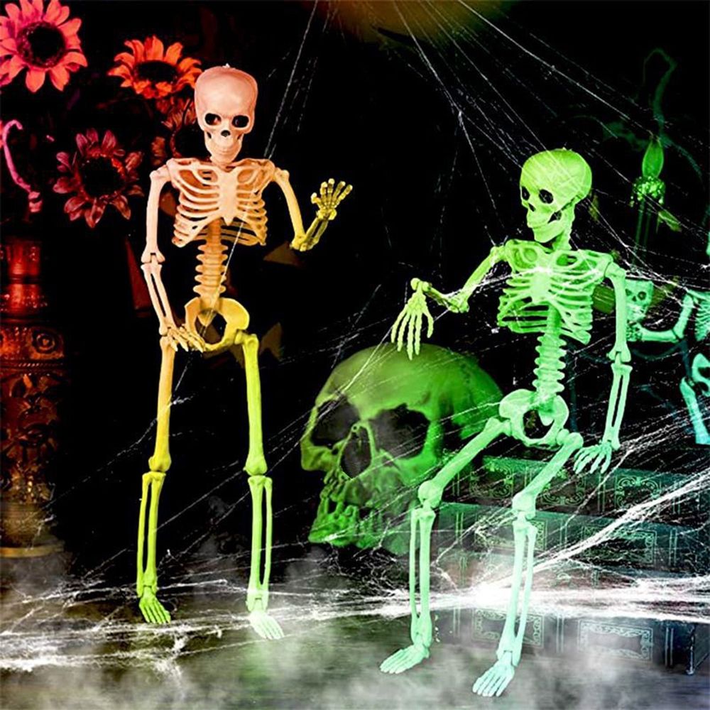 Posable Halloween Skeletons Decor, 15'x4.7' Small Hanging Skeleton with Movable Joints for Halloween Decorations, Graveyard Props
