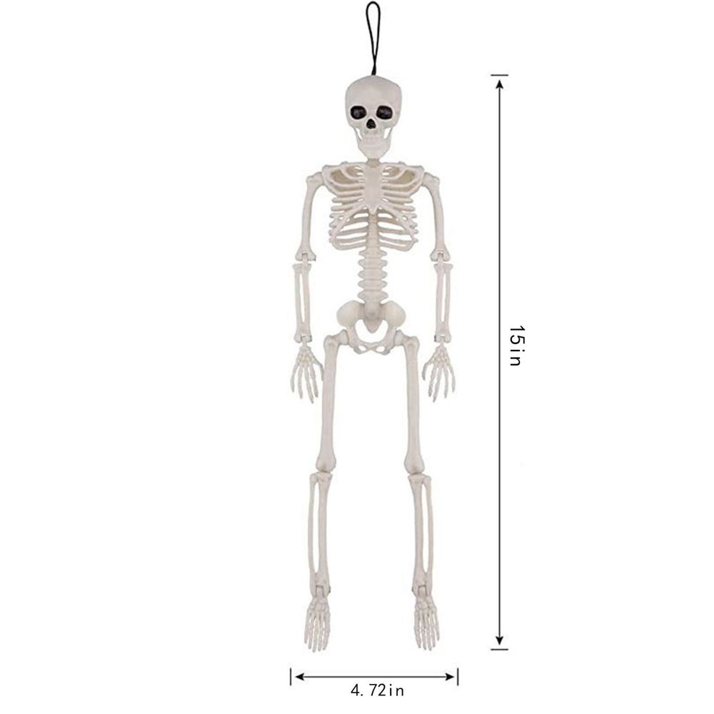 Posable Halloween Skeletons Decor, 15'x4.7' Small Hanging Skeleton with Movable Joints for Halloween Decorations, Graveyard Props