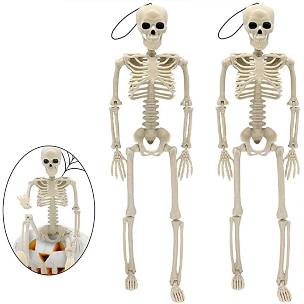 Posable Halloween Skeletons Decor, 15'x4.7' Small Hanging Skeleton with Movable Joints for Halloween Decorations, Graveyard Props