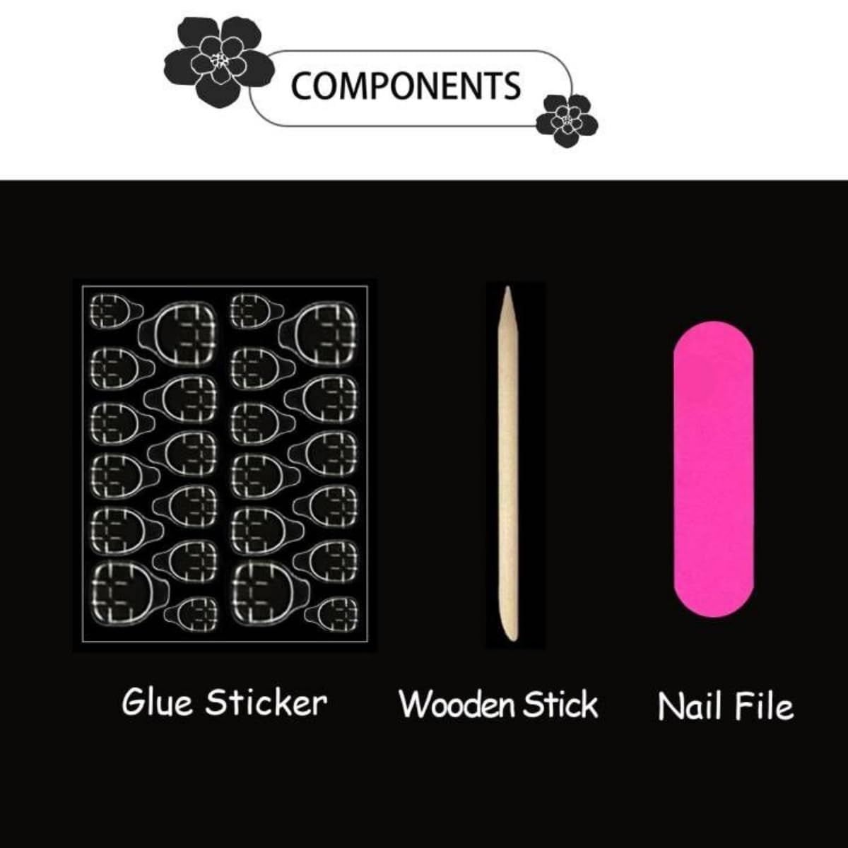 24-Pack Halloween Press-On Nails for Spooky Themed Party Looks (black)