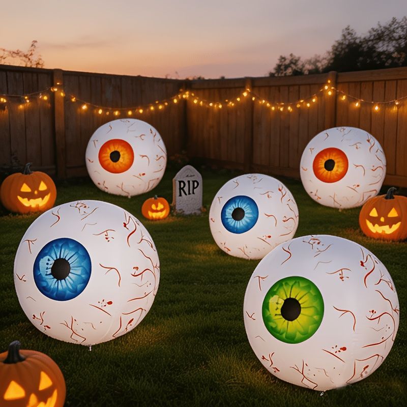 Giant Inflatable Eyeball Lights Halloween Party Decor Spooky Inflatable - Blue - Size 40cm