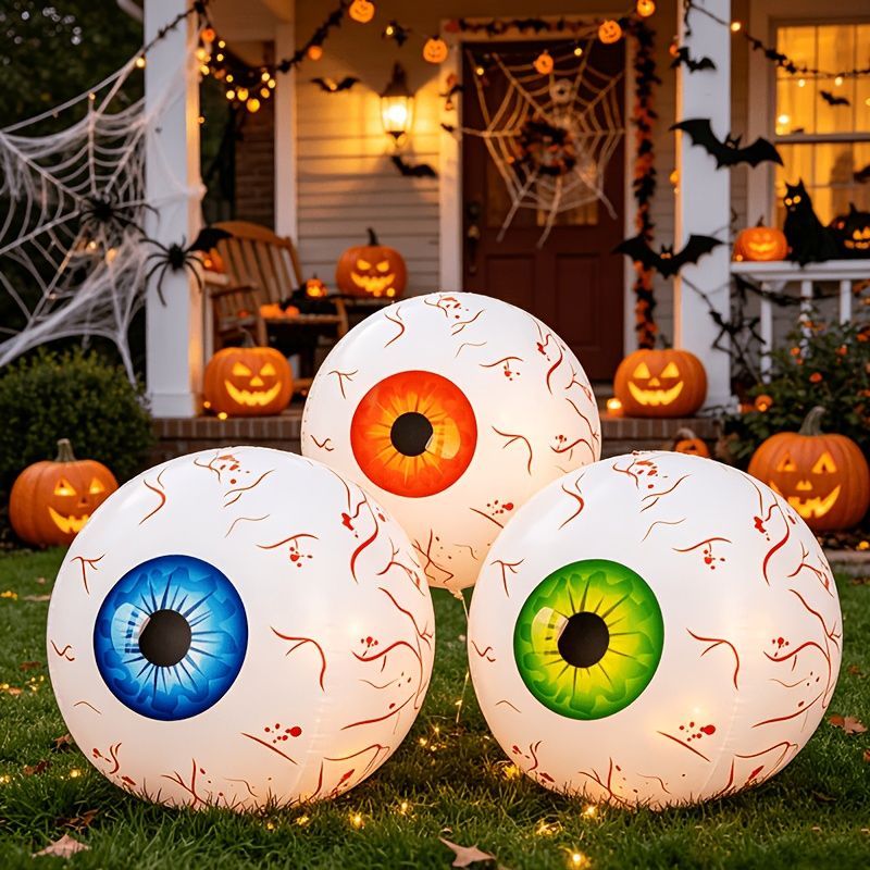 Giant Inflatable Eyeball Lights Halloween Party Decor Spooky Inflatable - Blue - Size 40cm
