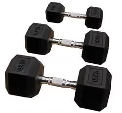 Pair of 1kg Rubber Hex Dumbbells