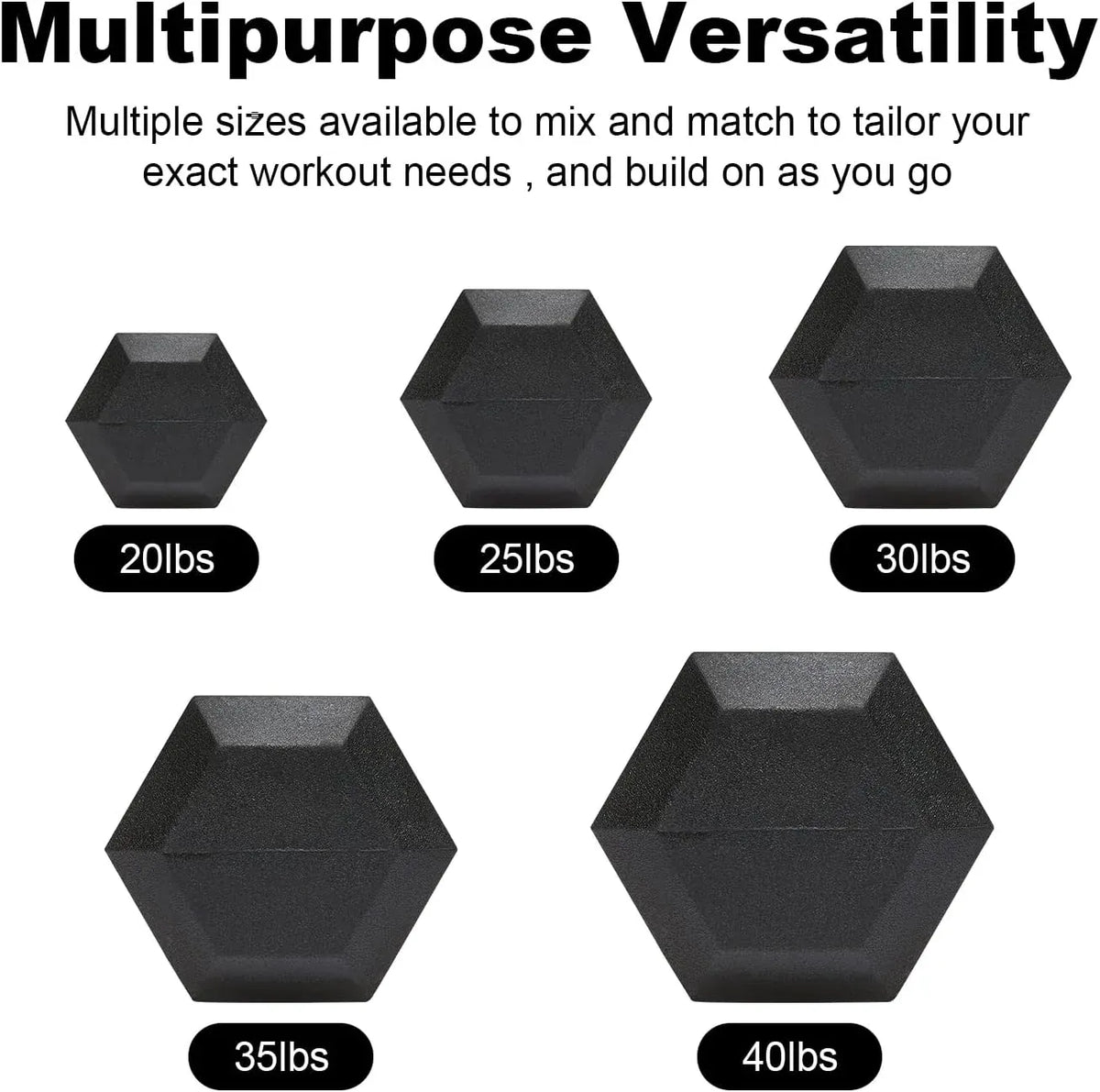 20lb to 45lb Rubber Coated Hex Dumbbells (sold in pairs) — Pair of 30LB / ~13.5kg