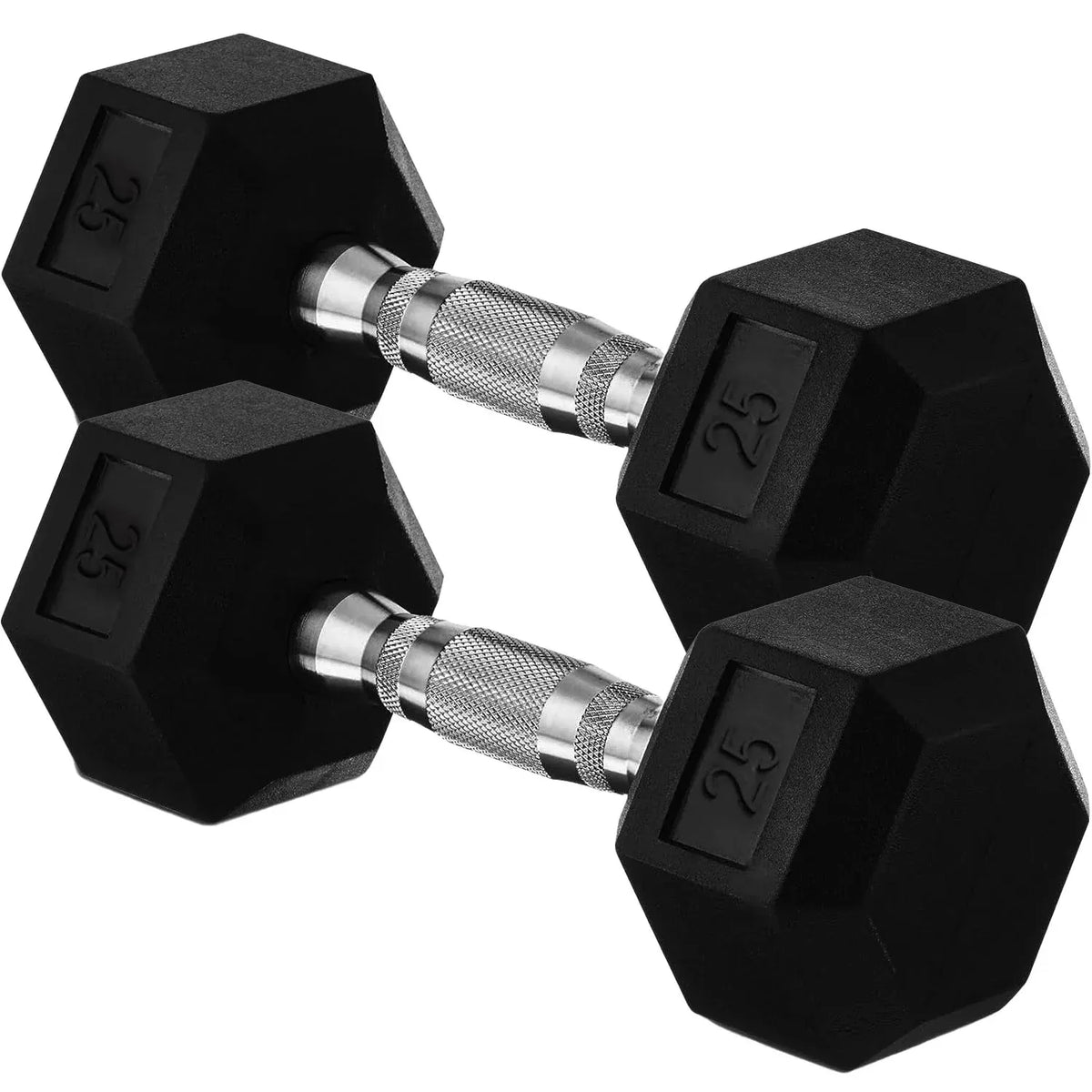 20lb to 45lb Rubber Coated Hex Dumbbells (sold in pairs) — Pair of 35LB / ~16kg