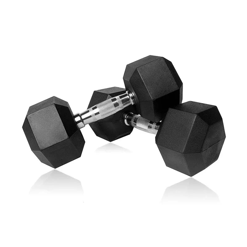 Pair of 42.5kg Rubber Hex Dumbbells
